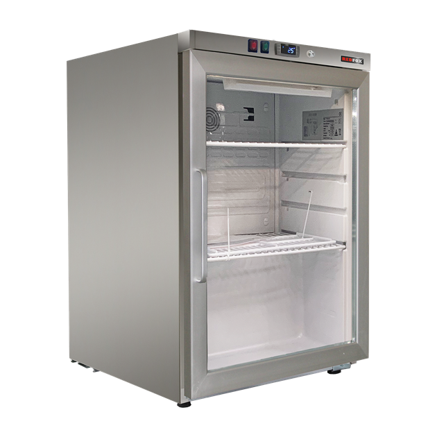 Kylskåp 130 l, glasdörr, rostfritt stål | REDFOX - DRR 200 GS