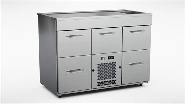 Barkylbänk 1200mm, 5 lådor