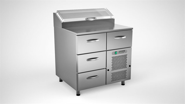 Kallskänkbänk 800mm, 4 lådor